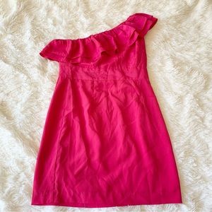 Fuchsia / Pink asymmetrical dress size small